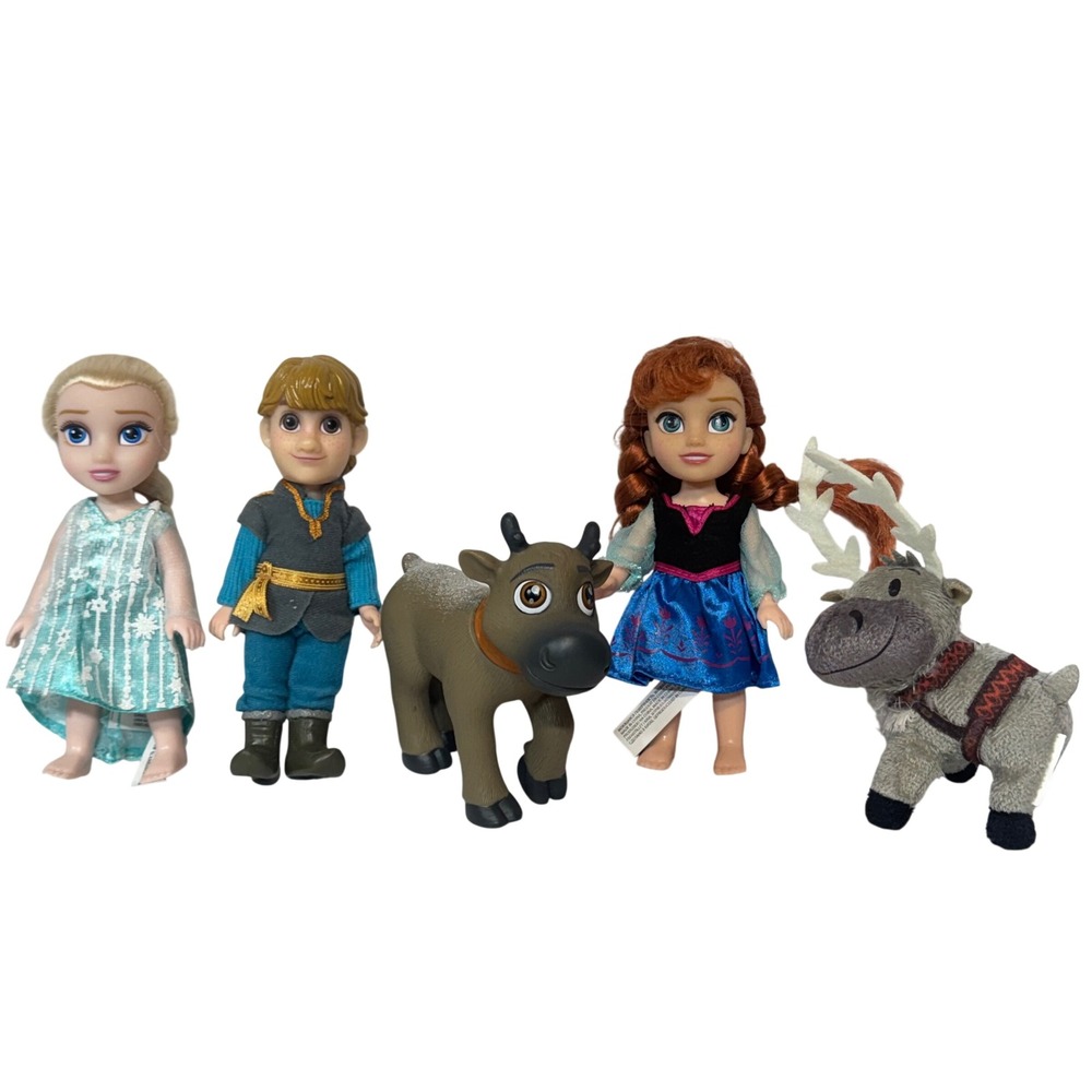 Disney Frozen 6" Petite Doll Set Elsa Anna Kristoff Disney BONUS PLUSH SVEN